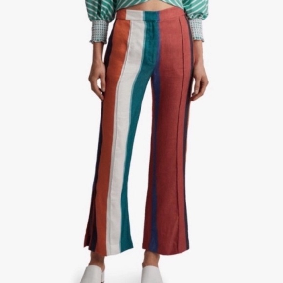 Tanya Taylor Striped Linen Blend Pants - Picture 1 of 6